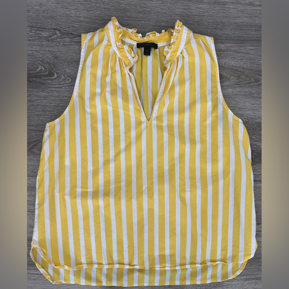 J. Crew Yellow Striped Cotton Popover 10